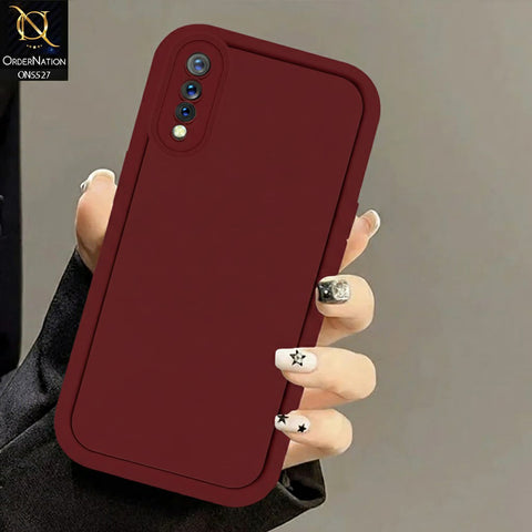 Vivo S1 Cover - Maroon - Soft Silicone Case With Round Bumper Matte TPU Shockproof Cover