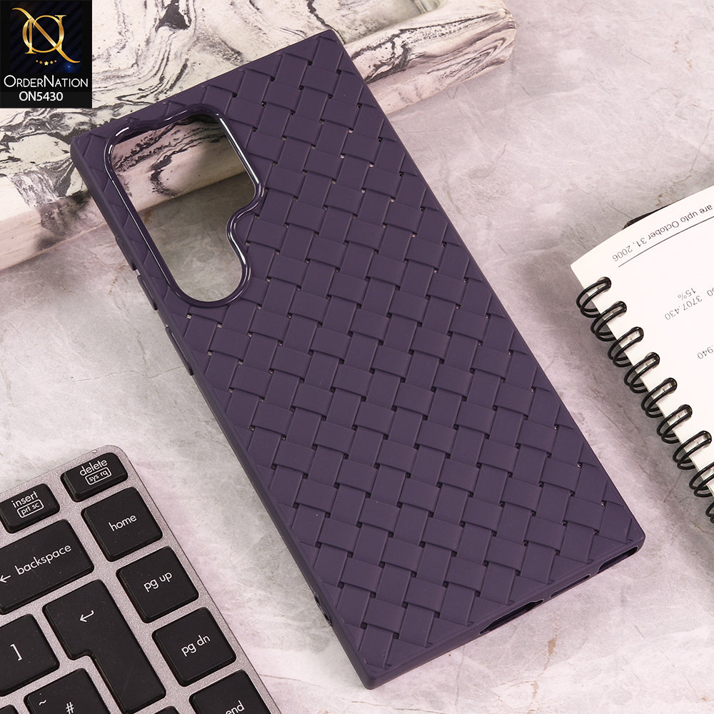 Samsung Galaxy S22 Ultra 5G Cover - Purple - New Woven Design Leather Feel Soft TPU Case