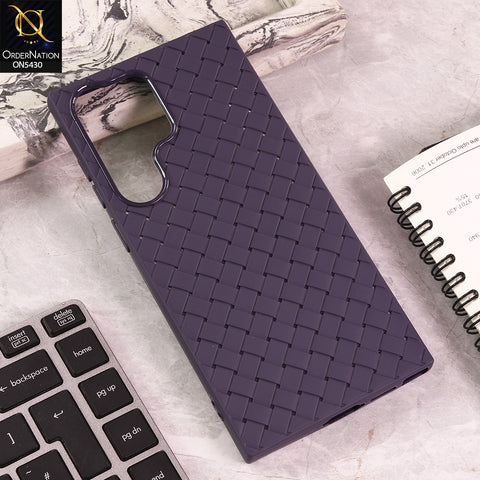 Samsung Galaxy S22 Ultra 5G Cover - Purple - New Woven Design Leather Feel Soft TPU Case