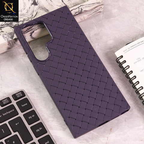 Samsung Galaxy S23 Ultra - Purple - New Woven Design Leather Feel Soft TPU Case