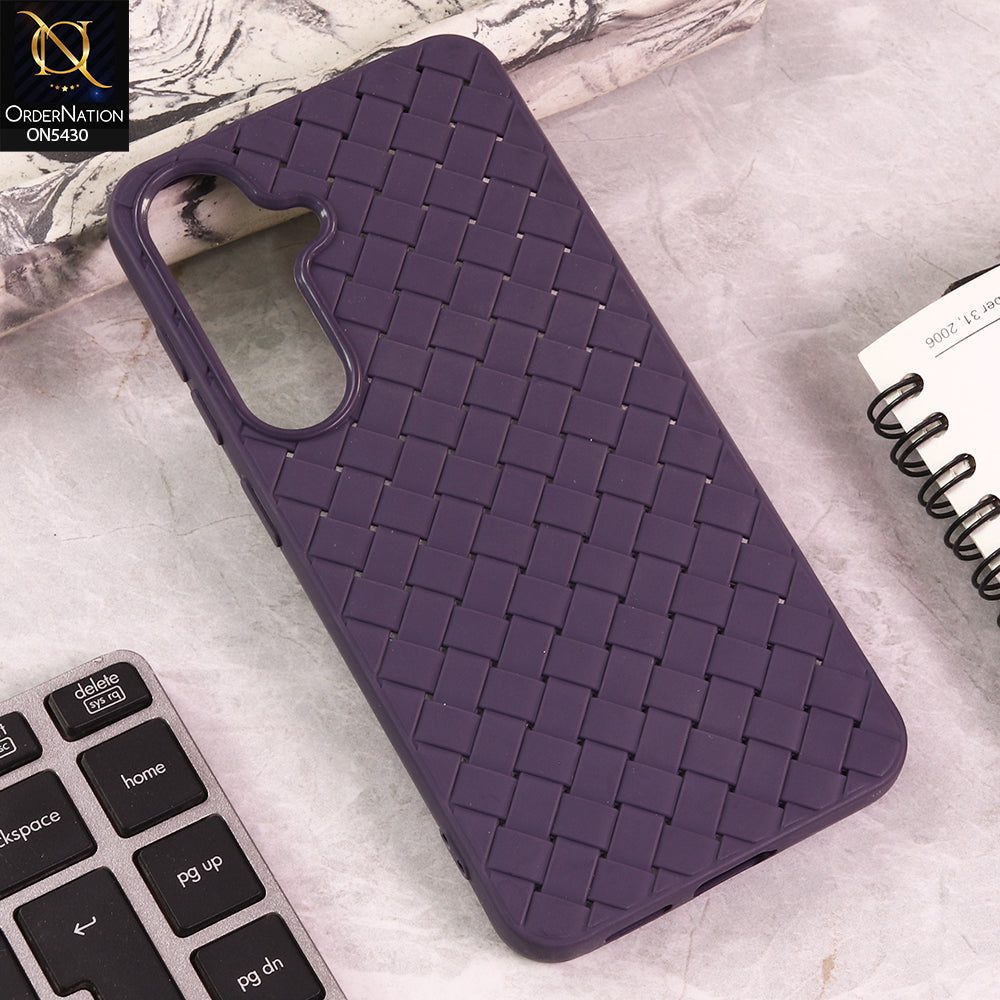 Samsung Galaxy S25 Cover - Purple - New Woven Design Leather Feel Soft TPU Case