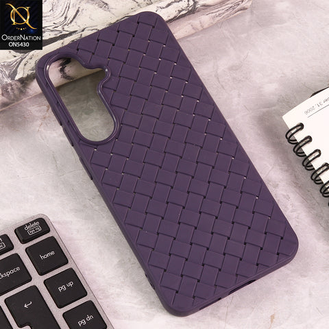 Samsung Galaxy S25 Cover - Purple - New Woven Design Leather Feel Soft TPU Case