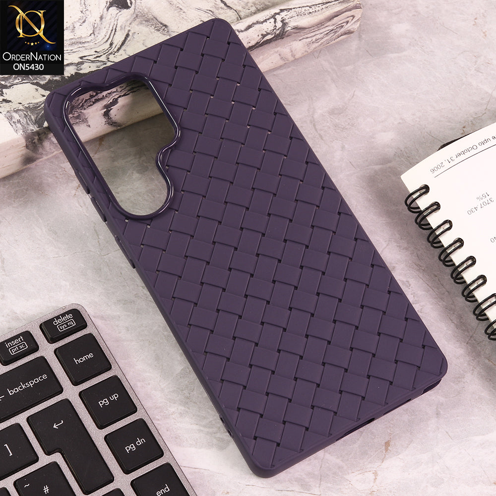 Samsung Galaxy S25 Ultra Cover - Purple - New Woven Design Leather Feel Soft TPU Case