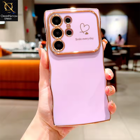 Samsung Galaxy S22 Ultra 5G Cover - Purple - Luxury Electroplated Heart Design Glossy Shockproof Phone Case with Camera Lens Protection