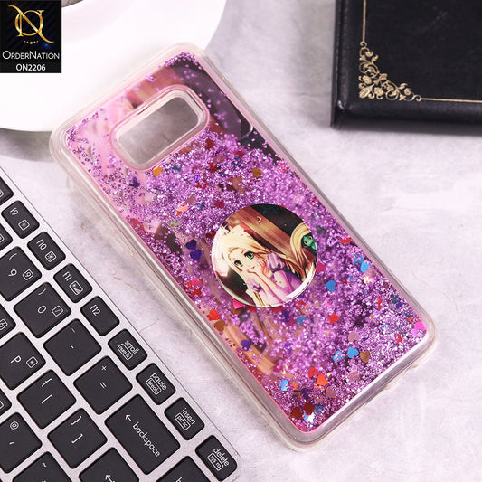 Samsung Galaxy S8 Plus Cover - Design 9 - New Elegant Liquid Glitter Soft Borders Case With  Holder
