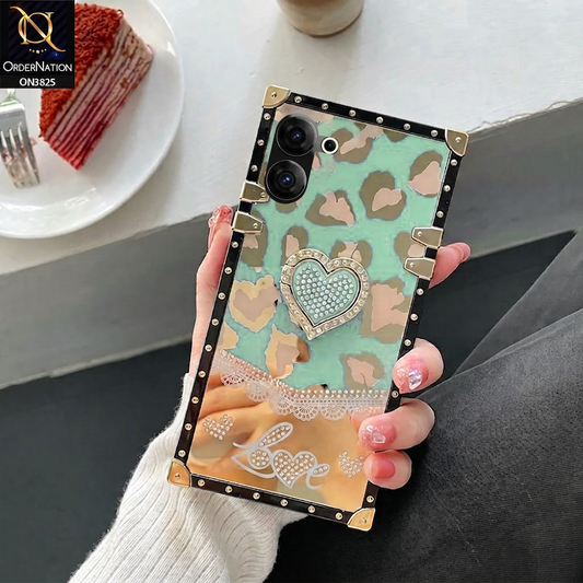 Tecno Camon 20 Cover - Design 6 - Heart Bling Diamond Glitter Soft TPU Trunk Case With Ring Holder