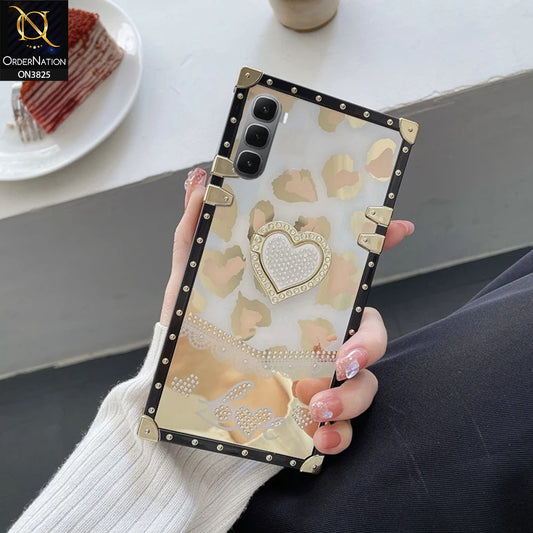 Infinix Hot 60 Pro Cover - Design 2 - Heart Bling Diamond Glitter Soft TPU Trunk Case With Ring Holder