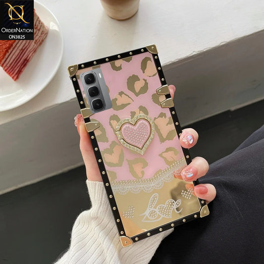 Infinix Hot 60 Pro Plus Cover - Design 1 - Heart Bling Diamond Glitter Soft TPU Trunk Case With Ring Holder