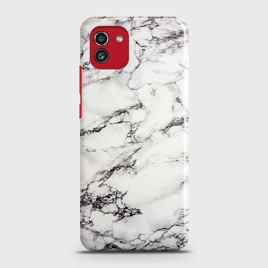 Samsung Galaxy A03 Cover - Trendy White Floor Marble Printed Hard Case with Life Time Colors Guarantee (Fast Delivery)