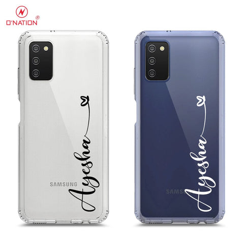 Samsung Galaxy M02s Cover - Personalised Name Series - 8 Designs - Clear Phone Case - Soft Silicon Borders