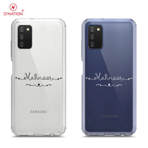 Samsung Galaxy M02s Cover - Personalised Name Series - 8 Designs - Clear Phone Case - Soft Silicon Borders