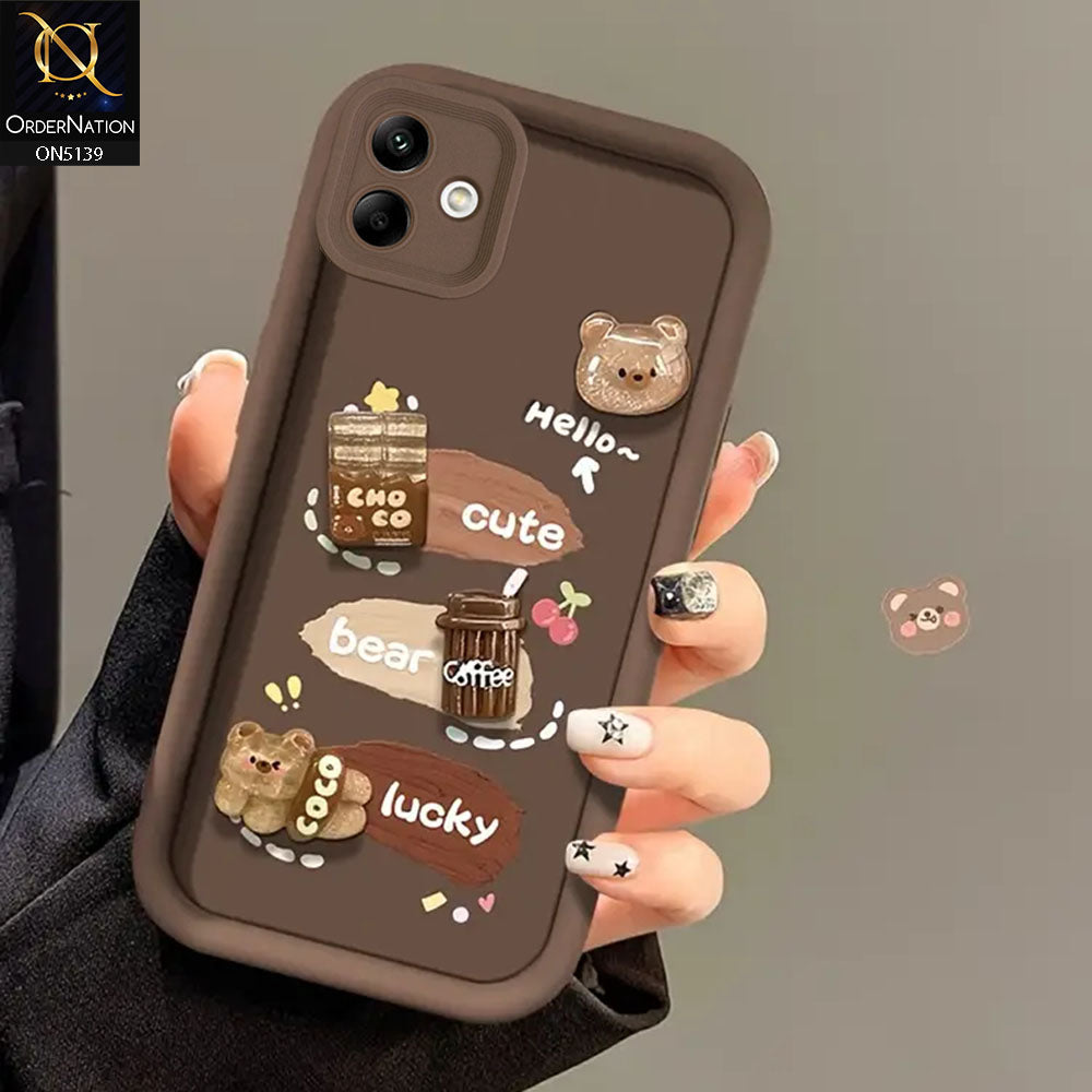 Samsung Galaxy A04 Cover - Brown - Trendy 3D Cute Cartoon And Coffee Chocolate Soft Silicon Shockproof Case With Camera Protection