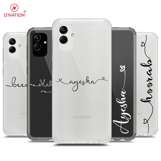 Samsung Galaxy A04 Cover - Personalised Name Series - 8 Designs - Clear Phone Case - Soft Silicon Borders