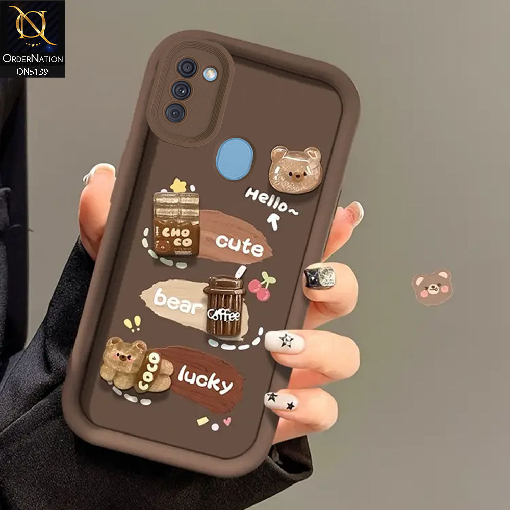 Samsung Galaxy A11 Cover Brown Trendy 3D Cute Cartoon And