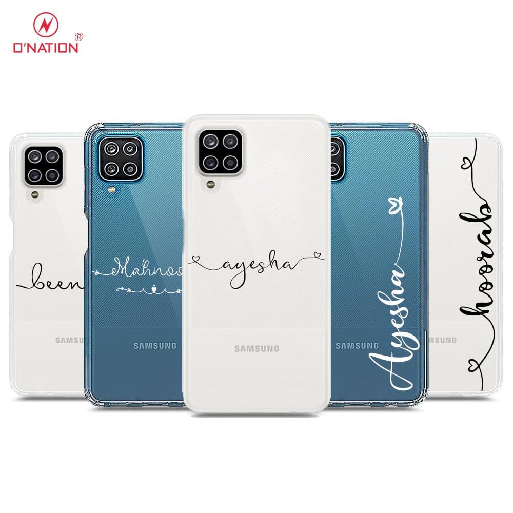Samsung Galaxy A12 Nacho Cover - Personalised Name Series - 8 Designs - Clear Phone Case - Soft Silicon Borders