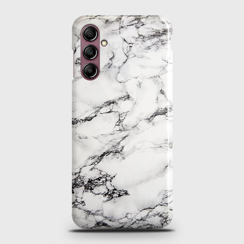 Samsung Galaxy A14 4G Cover - Trendy White Floor Marble Printed Hard Case with Life Time Colors Guarantee (Fast Delivery)
