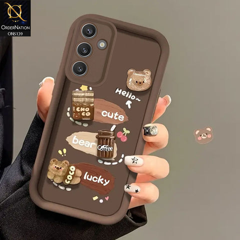 Samsung Galaxy A34 5G - Brown - Trendy 3D Cute Cartoon And Coffee Chocolate Soft Silicon Shockproof Case With Camera Protection
