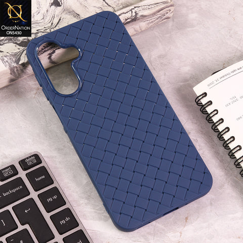 Samsung Galaxy M17 Cover - Blue - New Woven Design Leather Feel Soft TPU Case