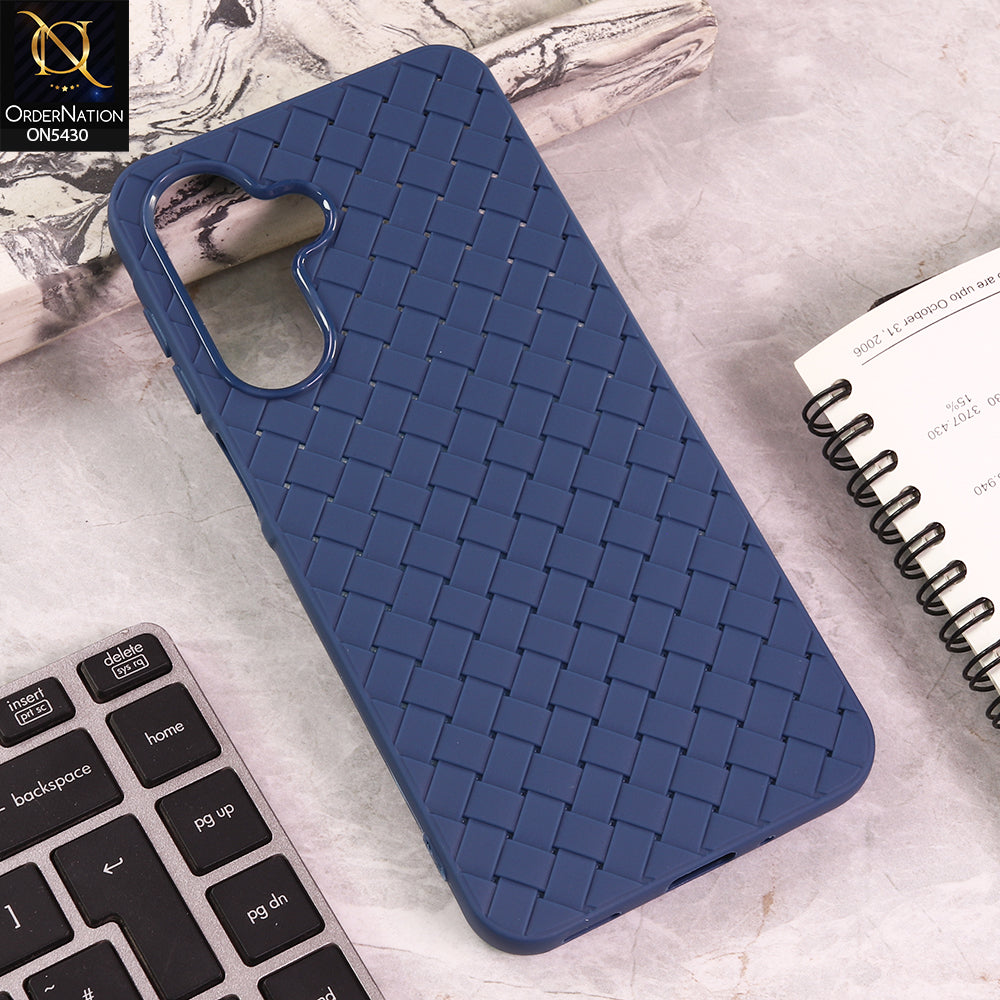 Samsung Galaxy A26 Cover - Blue - New Woven Design Leather Feel Soft TPU Case