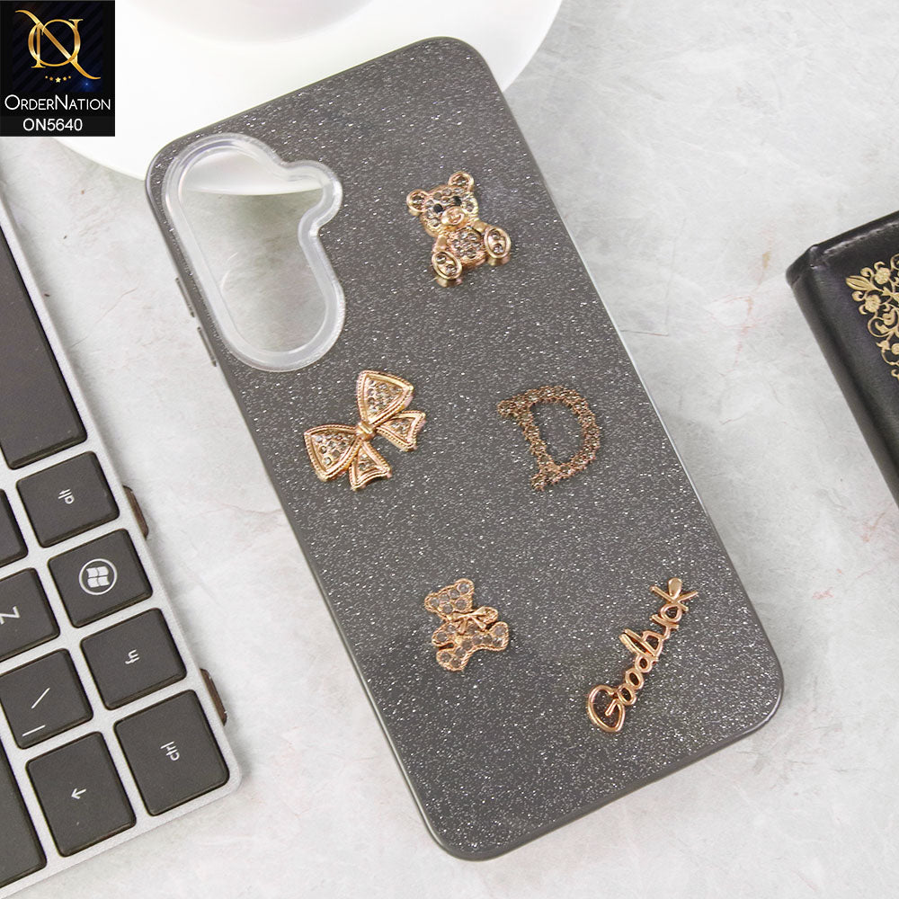 Samsung Galaxy A07 4G Cover - Black - New Trendy 3D Bow And Rhinestone Glitter Case