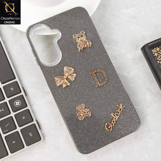 Samsung Galaxy M07 Cover - Black - New Trendy 3D Bow And Rhinestone Glitter Case