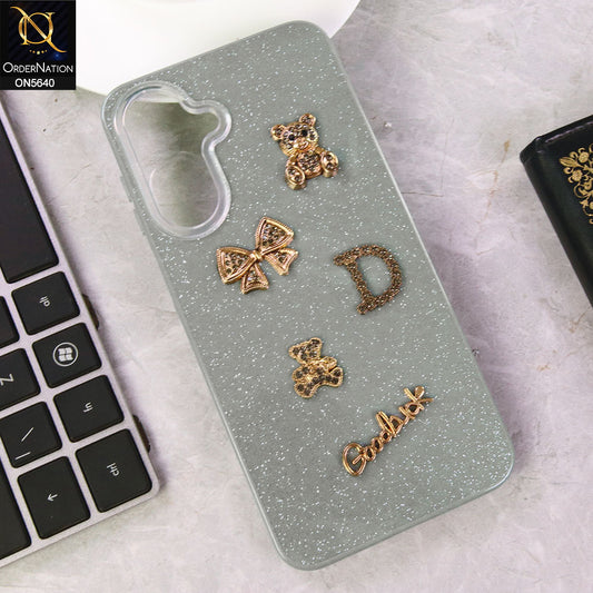 Samsung Galaxy M17 Cover - Gray - New Trendy 3D Bow And Rhinestone Glitter Case