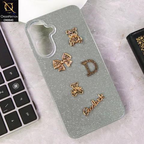 Samsung Galaxy F17 Cover - Gray - New Trendy 3D Bow And Rhinestone Glitter Case