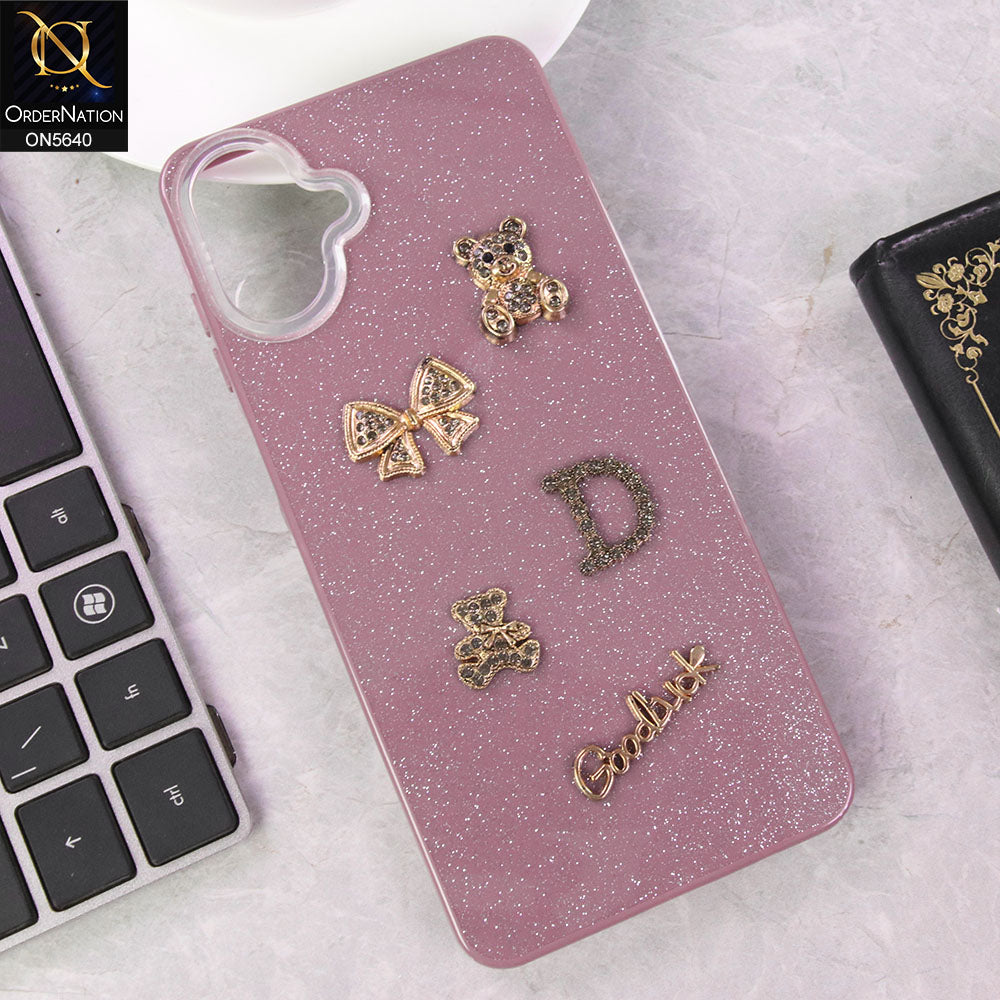 Samsung Galaxy F17 Cover - Purple - New Trendy 3D Bow And Rhinestone Glitter Case