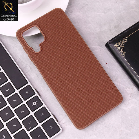 Samsung Galaxy A12 Cover - Brown - New Dotted Leather Texture Soft Borders Case