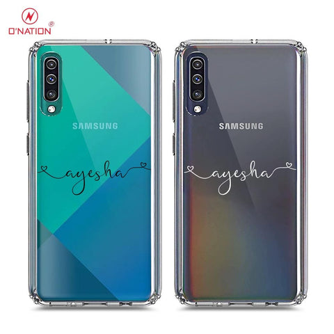 Samsung Galaxy A30s Cover - Personalised Name Series - 8 Designs - Clear Phone Case - Soft Silicon Borders