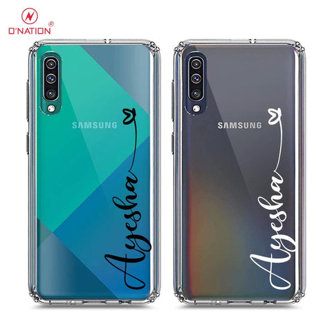 Samsung Galaxy A30s Cover - Personalised Name Series - 8 Designs - Clear Phone Case - Soft Silicon Borders