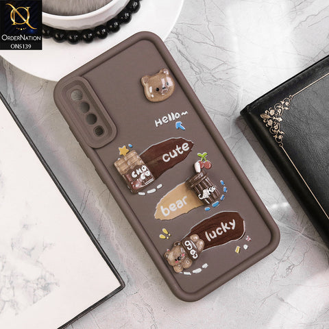 Samsung Galaxy A70s - Brown - Trendy 3D Cute Cartoon And Coffee Chocolate Soft Silicon Shockproof Case With Camera Protection