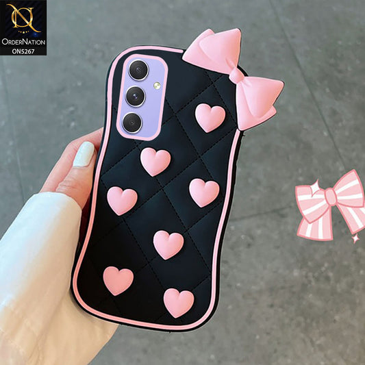 Samsung Galaxy A54 Cover - Pink - 3D Pink Heart with Bow-Knot Design Soft Protective Case