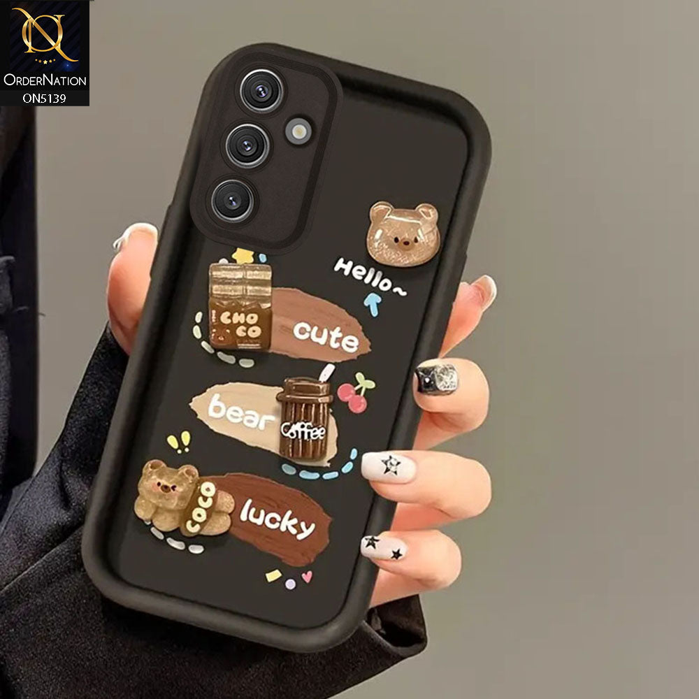 Samsung Galaxy A55 - Black - Trendy 3D Cute Cartoon And Coffee Chocolate Soft Silicon Shockproof Case With Camera Protection