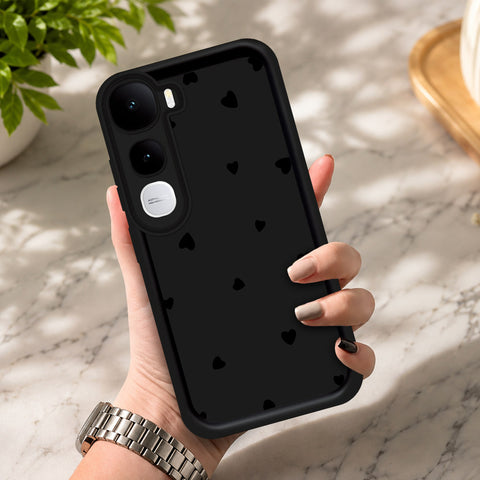 Vivo Y400 4G - Black - Classic Heart Print - ONation Step Up Series - HQ Liquid Silicone Soft Case