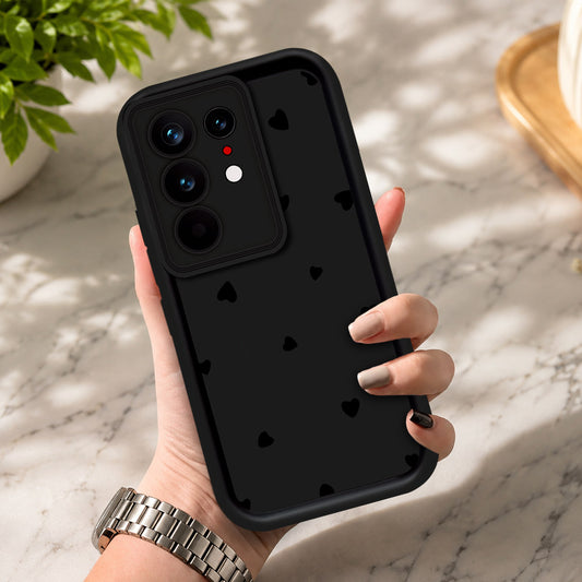 Tecno Camon 50 Pro 4G - Black - Classic Heart Print - ONation Step Up Series - HQ Liquid Silicone Soft Case