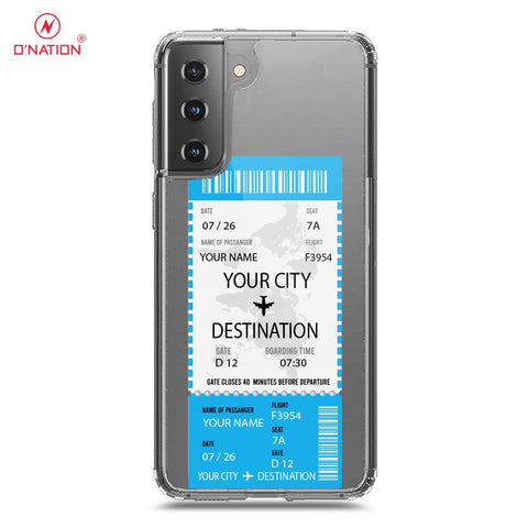 Samsung Galaxy S21 5G Cover - Personalised Boarding Pass Ticket Series - 5 Designs - Clear Phone Case - Soft Silicon Borders