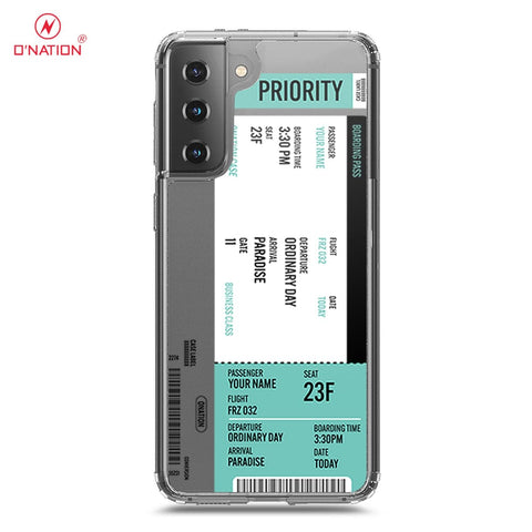 Samsung Galaxy S21 5G Cover - Personalised Boarding Pass Ticket Series - 5 Designs - Clear Phone Case - Soft Silicon Borders