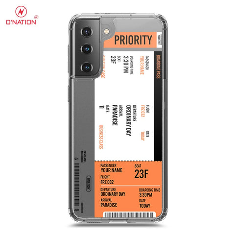 Samsung Galaxy S21 5G Cover - Personalised Boarding Pass Ticket Series - 5 Designs - Clear Phone Case - Soft Silicon Borders