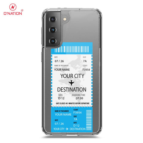 Samsung Galaxy S21 Plus 5G Cover - Personalised Boarding Pass Ticket Series - 5 Designs - Clear Phone Case - Soft Silicon Borders
