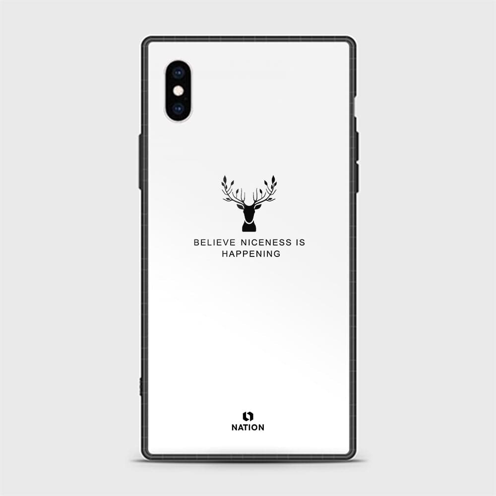 iPhone XS Cover - Nice Series  - D433 - HQ Ultra Shine Premium Infinity Glass Soft Silicon Borders Casee (  Fast Delivery )