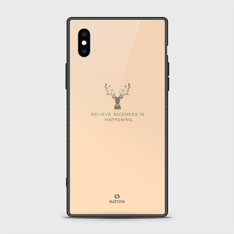 iPhone XS Cover - Nice Series - D12 - HQ Ultra Shine Premium Infinity Glass Soft Silicon Borders Case ( Fast Delivery )