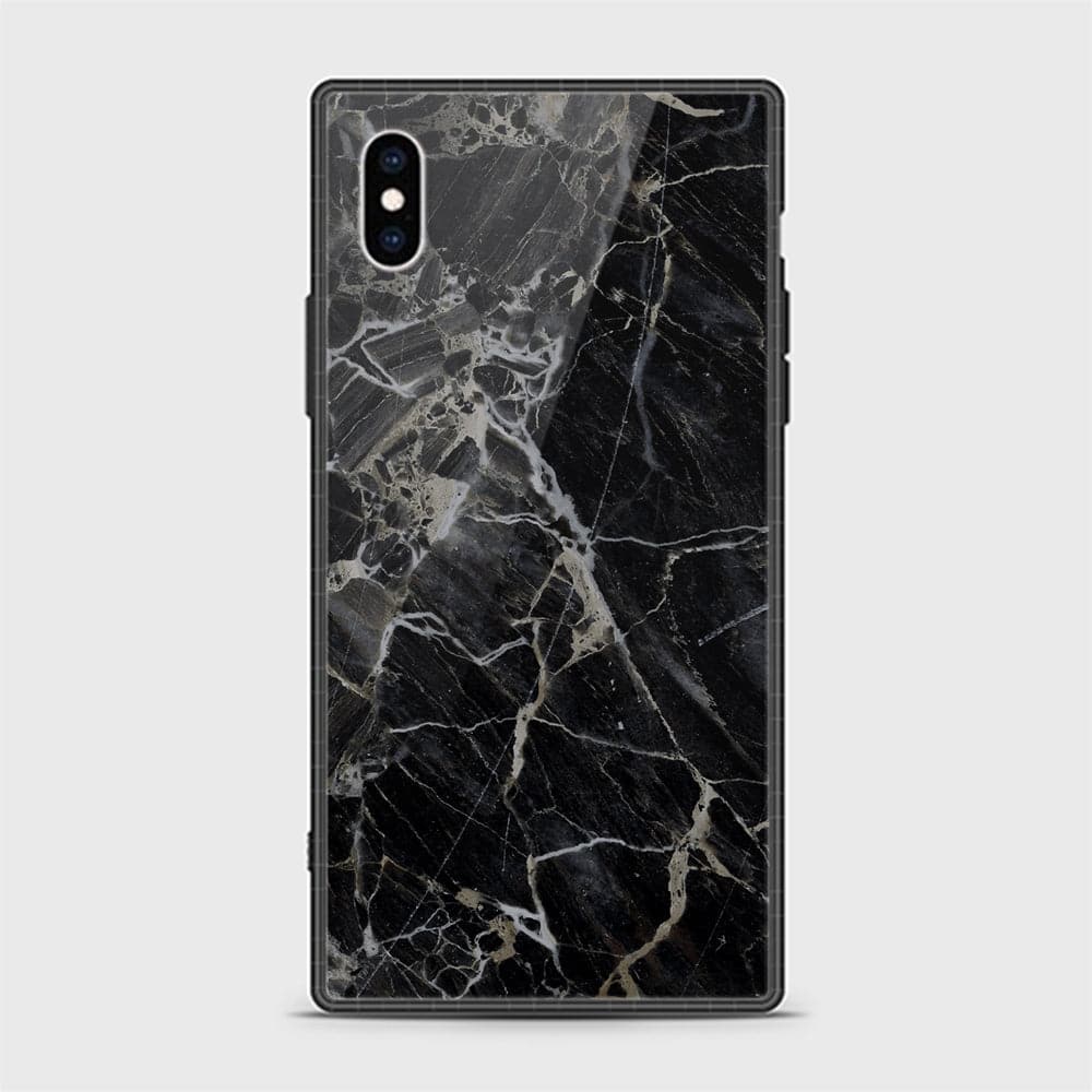 iPhone X/XS Cover - Design 453 - Black Marble Series - HQ Ultra Shine Premium Infinity Glass Soft Silicon Borders Casee (Fast Delivery)
