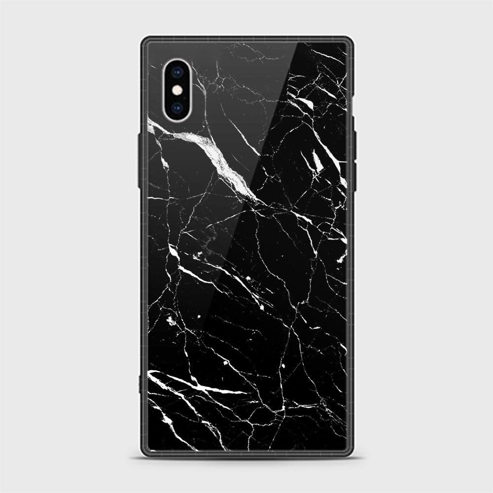 iPhone XS Cover - Black Marble Series - HQ Ultra Shine Premium Infinity Glass Soft Silicon Borders Casee (Fast Delivery)