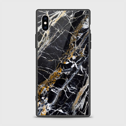 iPhone XS Max Cover - Black Marble Series - D25 - HQ Ultra Shine Premium Infinity Glass Soft Silicon Borders Case ( Fast Delivery )