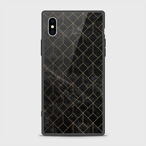 iPhone XS Max Cover - Black Marble Series - D25 - HQ Ultra Shine Premium Infinity Glass Soft Silicon Borders Case ( Fast Delivery )