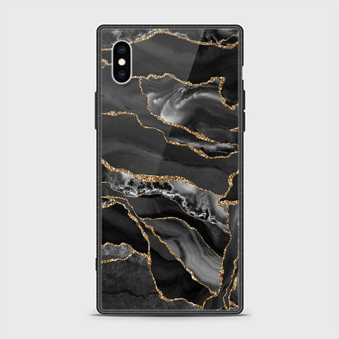 iPhone XS Max Cover - Black Marble Series - D25 - HQ Ultra Shine Premium Infinity Glass Soft Silicon Borders Case ( Fast Delivery )
