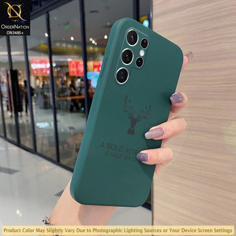 Samsung Galaxy S22 Ultra 5G Cover - Dark Green - ONation Bold Series - HQ Liquid Silicone Elegant Colors Camera Protection Soft Case ( Fast Delivery )