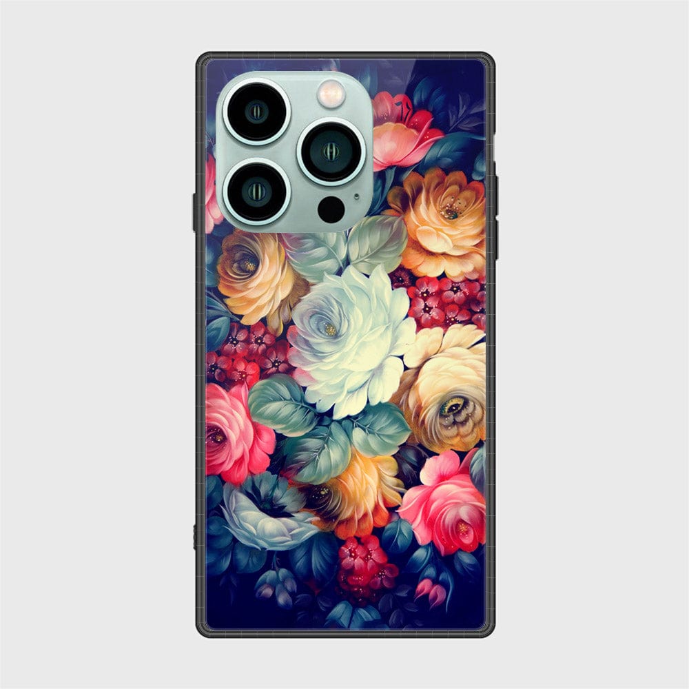 iPhone 14 Pro Max Cover- Floral Series 2 - HQ Ultra Shine Premium Infinity Glass Soft Silicon Borders Case (Fast Delivery)