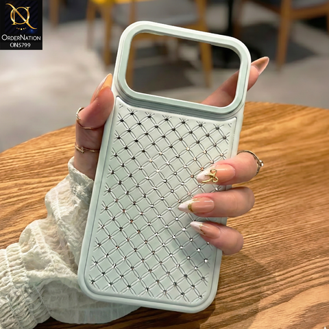 iPhone 17 Pro Max Cover - Light Seafoam Green - New CLassic  Small Shiny Crystals Fine Case With Metal Camera Ring